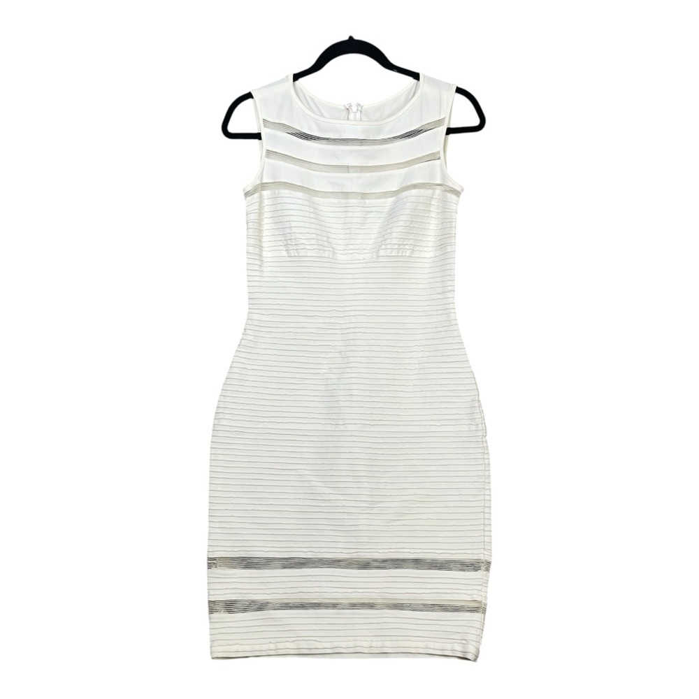 TADASHI SHOJI Layered Cocktail Dress White Sleeveless Hollow Size S